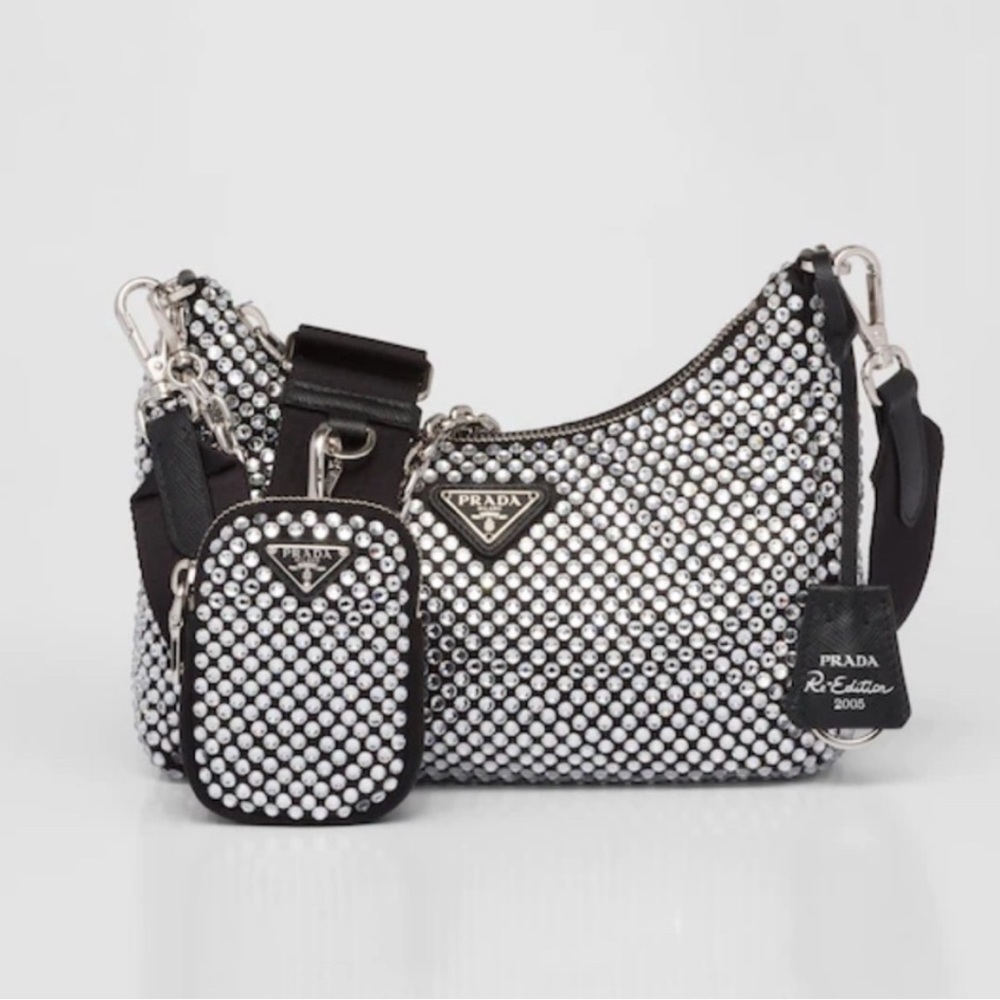 Prada Re-Edition 2005 Satin Bag With Crystals